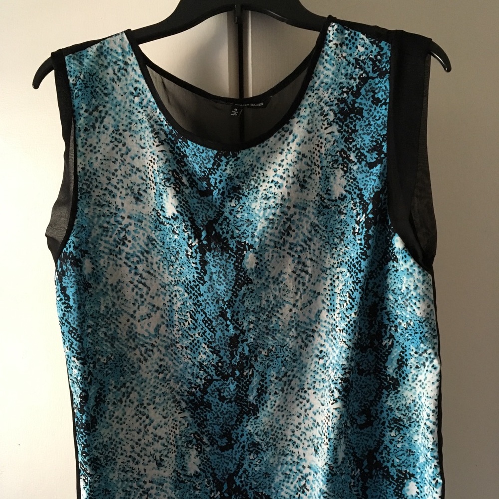 Blue snake skin pattern sheer top